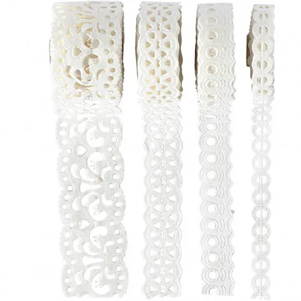 Paperipitsi, valkoinen, L: 8–23 mm, 2 m / 4 kpl.