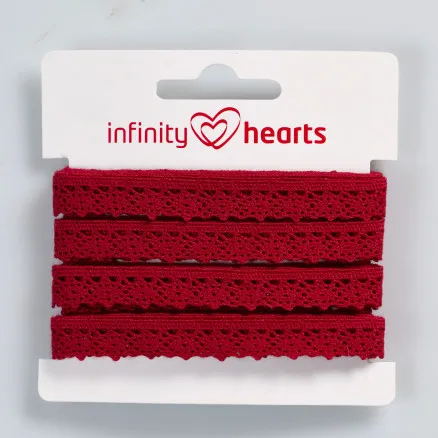 Infinity Hearts Pitsnauha polyesteriä 11mm 10 Viininpunainen - 5m