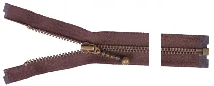 YKK Jakkuvetoketju Antiikkimessinki 60cm 4mm Ruskea