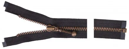 YKK Jakkuvetoketju Antiikkimessinki 50cm 4mm Musta